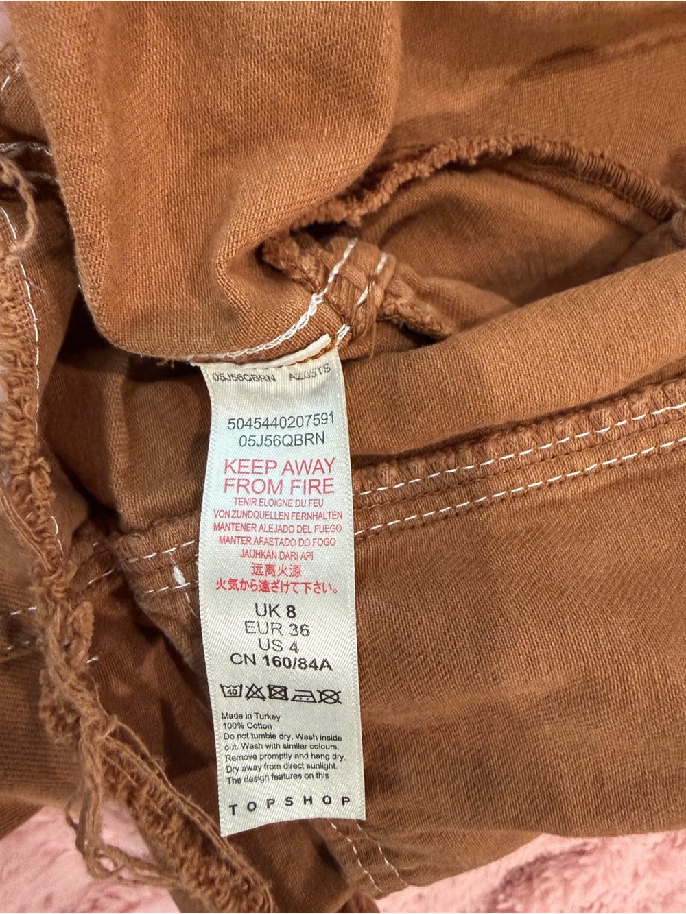 Topshop Cropped Brown Denim Jacket - Picture 6 of 8